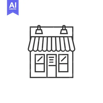 Aset premium populer: Line art illustration of a storefront with awning and windows