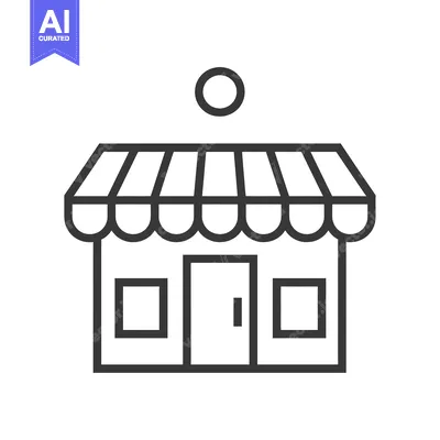 Premium design asset: Line Art Illustration of a Store with an Awning