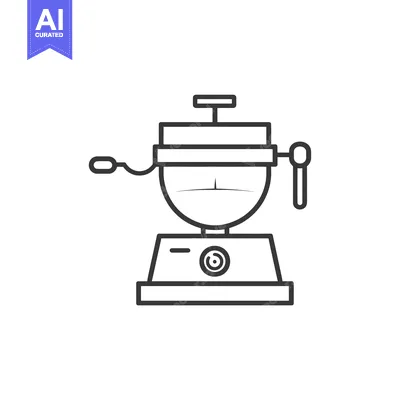 Line Art Illustration of a Stovetop Chocolate Fondue Pot