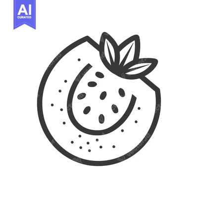 Aset premium populer: Line art illustration of a strawberry with seeds