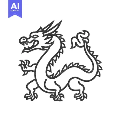 Popular premium asset: Line art illustration of a stylized Chinese dragon