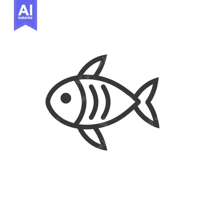 Aset desain premium: Line art illustration of a stylized fish with a single eye