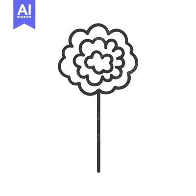 Aset premium populer: Line art illustration of a stylized flower with a stem