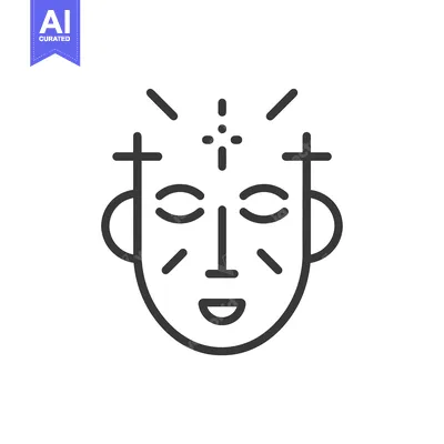 Aset desain premium: Line art illustration of a stylized human face with closed eyes and a