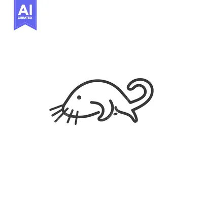 Line art illustration of a stylized mole