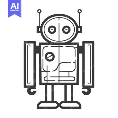 Aset desain premium: Line art illustration of a stylized robot with antennas