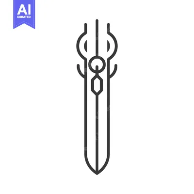 Premium design asset: Line Art Illustration of a Stylized Sword with Geometric Details