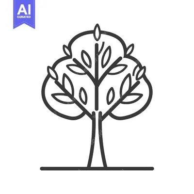Aset premium populer: Line art illustration of a stylized tree with leaves