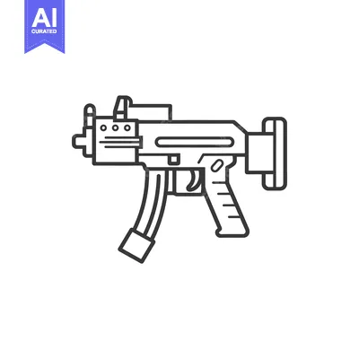 Aset desain premium: Line art illustration of a submachine gun