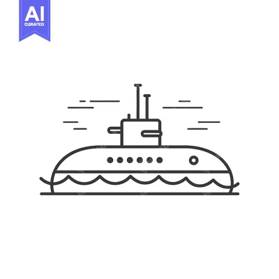 Aset premium populer: Line Art Illustration of a Submarine in Water