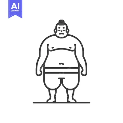 Aset desain premium: Line Art Illustration of a Sumo Wrestler
