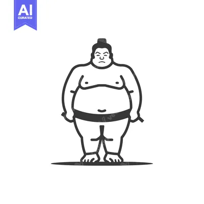 Line Art Illustration of a Sumo Wrestler