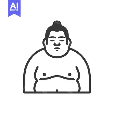 Aset premium populer: Line Art Illustration of a Sumo Wrestler