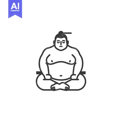 Popular premium asset: Line Art Illustration of a Sumo Wrestler in Seiza Position