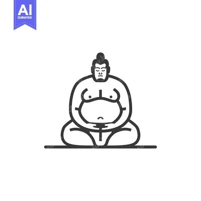 Aset premium populer: Line Art Illustration of a Sumo Wrestler in Seiza Position