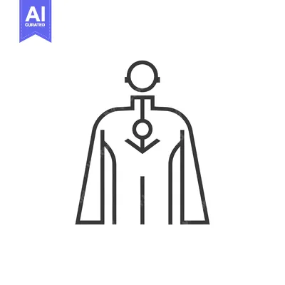 Premium design asset: Line Art Illustration of a Superhero with a Cape