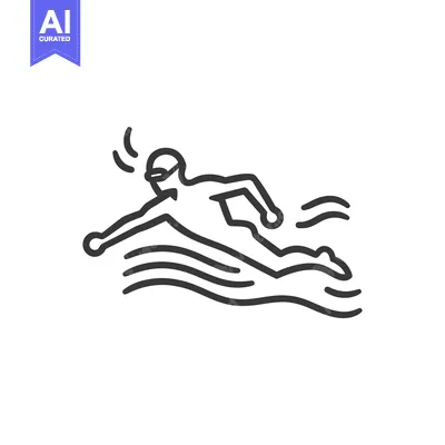 Aset premium populer: Line Art Illustration of a Swimmer in Water