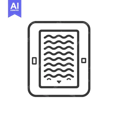 Aset premium populer: Line Art Illustration of a Tablet with Wavy Lines on the Screen