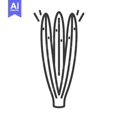 Premium design asset: Line Art Illustration of a Tall, Slender Cactus with Multiple Stems