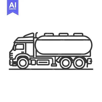 Aset desain premium: Line Art Illustration of a Tanker Truck