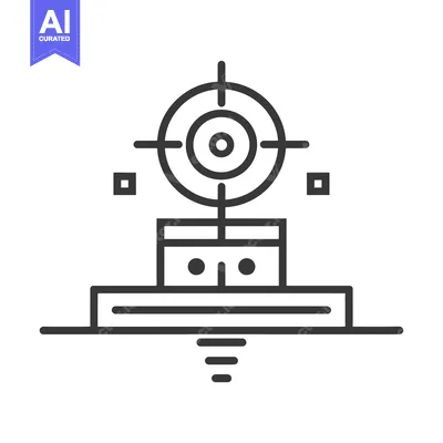 Aset desain premium: Line art illustration of a target on a platform with a pedestal