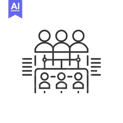 Premium design asset: Line art illustration of a team with a manager and subordinates
