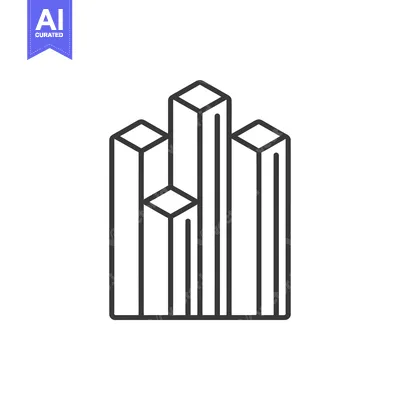 Aset premium populer: Line art illustration of a three-dimensional city skyline