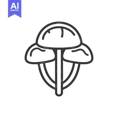 Aset premium populer: Line Art Illustration of a Three-Headed Mushroom