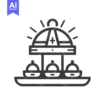 Aset premium populer: Line Art Illustration of a Three-Tiered Serving Tray with a Dome Lid