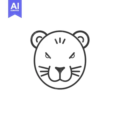 Aset desain premium: Line art illustration of a tiger's face