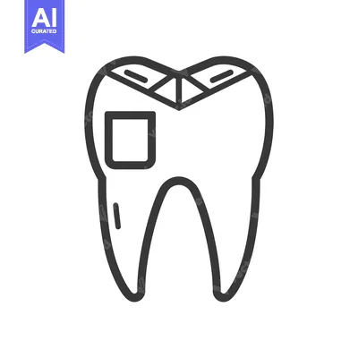 Aset premium populer: Line Art Illustration of a Tooth with a Filling