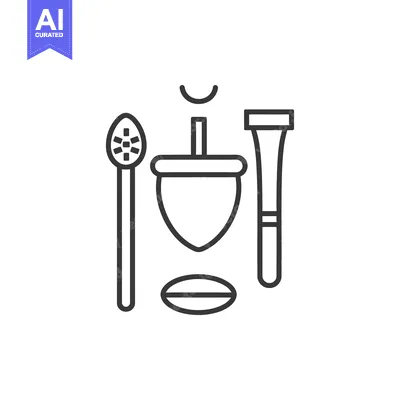 Aset premium populer: Line Art Illustration of a Top, Spoon, Tube, and an Oval