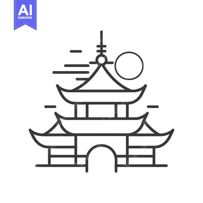 Aset premium populer: Line Art Illustration of a Traditional Chinese Pagoda