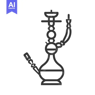 Line Art Illustration of a Traditional Hookah