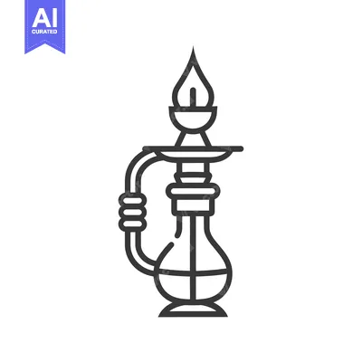 Line Art Illustration of a Traditional Hookah