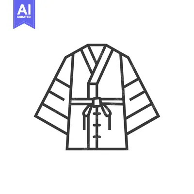 Aset desain premium: Line Art Illustration of a Traditional Japanese Kimono
