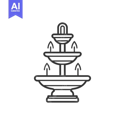 Aset premium populer: Line Art Illustration of a Traditional Three-Tiered Fountain