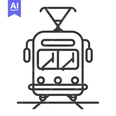 Aset premium populer: Line Art Illustration of a Tram on Tracks