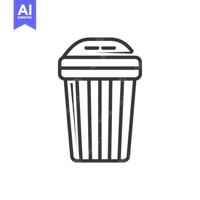 Aset premium populer: Line Art Illustration of a Trash Can with a Lid