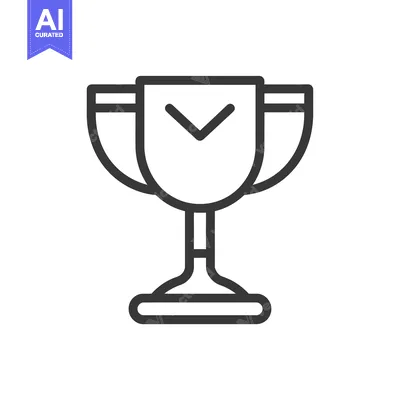 Aset desain premium: Line Art Illustration of a Trophy Cup with a Checkmark