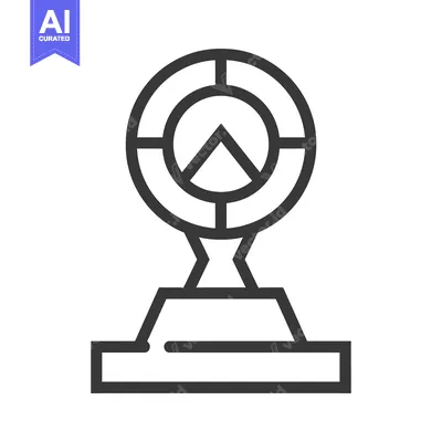 Premium design asset: Line art illustration of a trophy with a target symbol on top