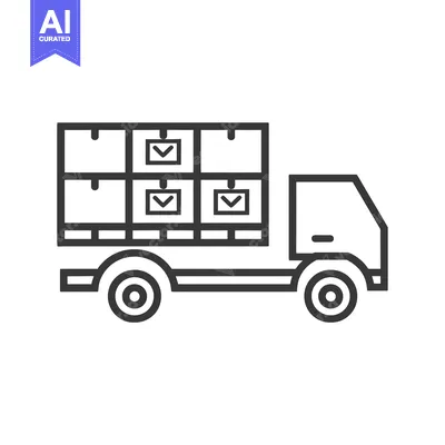 Popular premium asset: Line art illustration of a truck with a cargo bed full of boxes