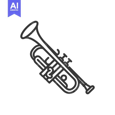 Aset desain premium: Line Art Illustration of a Trumpet