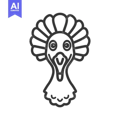Aset desain premium: Line Art Illustration of a Turkey Head