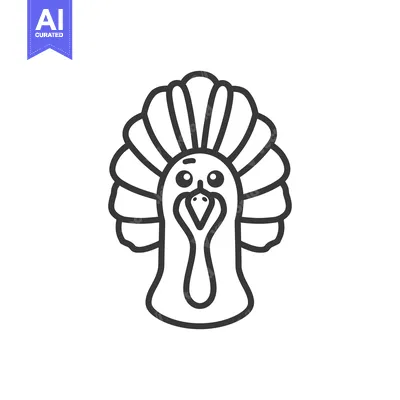 Aset desain premium: Line Art Illustration of a Turkey's Head