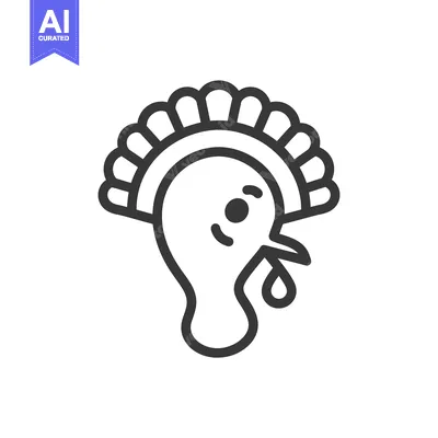 Premium design asset: Line Art Illustration of a Turkey's Head
