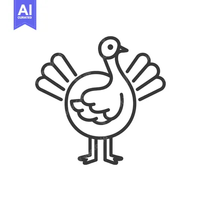 Popular premium asset: Line art illustration of a turkey with spread wings