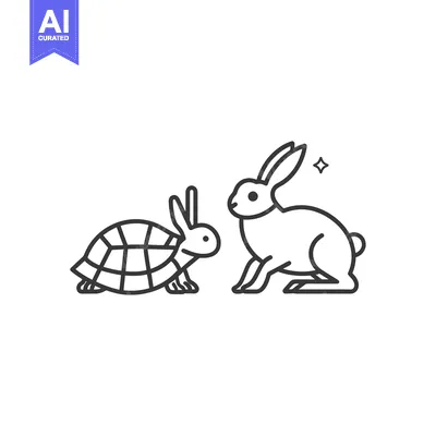 Popular premium asset: Line Art Illustration of a Turtle and a Rabbit
