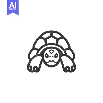 Aset desain premium: Line Art Illustration of a Turtle Facing Forward