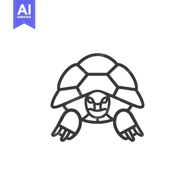 Aset desain premium: Line Art Illustration of a Turtle with its Shell and Legs